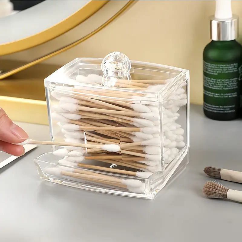 Set 3 Organizadores De Acrílico Discos Desmaquillantes Algodón Maquillaje Cotones Esponjas